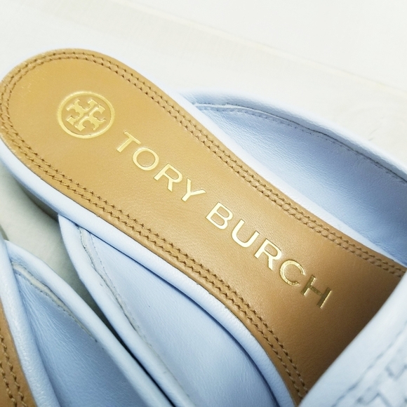 {6M} Tory Burch Jessa Woven Backless Loafer Icy Blue - Picture 12 of 15